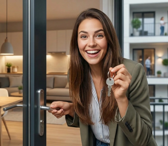 a person holding a key to a house